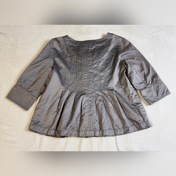 Mossimo Supply Co. Silver Cropped 3/4 Sleeve Women's Pleated Jacket, Size Small - Picture 4 of 8